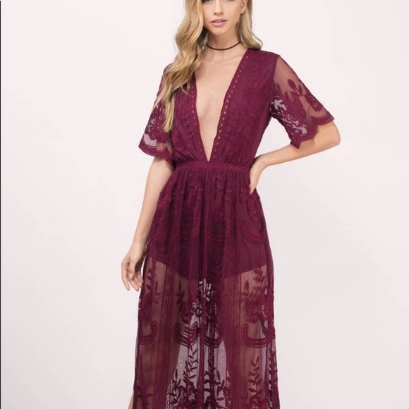 NWT,Gold Label WOW Couture,Wanderlust in Wine, Line w/A Bodysuit/Shaper,Stunning - Picture 1 of 14